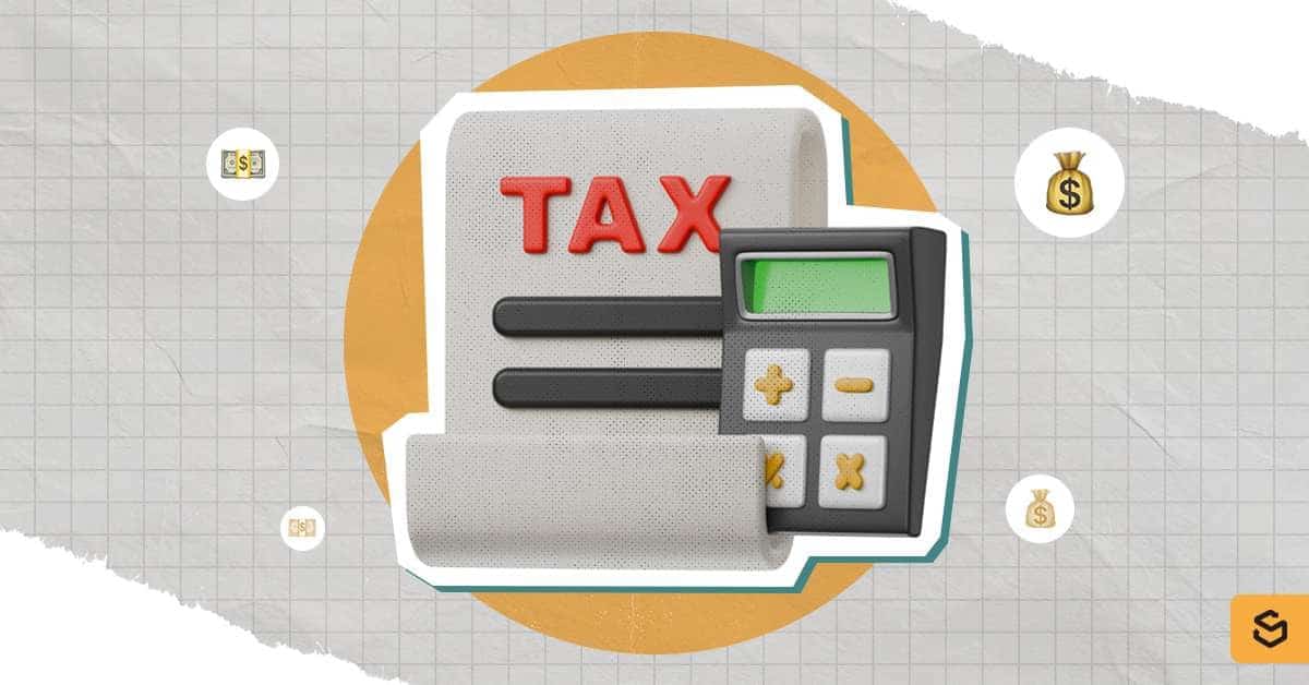 Tax paper and calculator to symbolize excise tax act for imported goods.