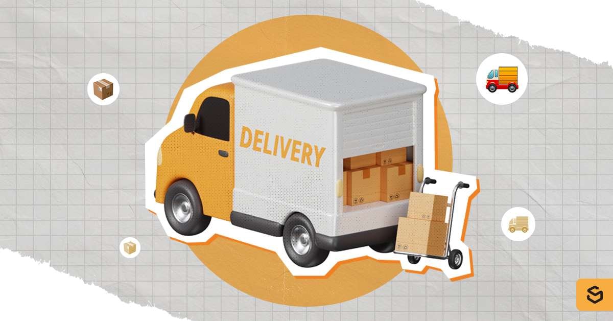 Truck delivering packages