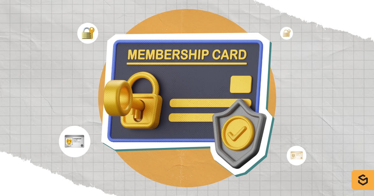 An illustration of a membership card with a padlock.