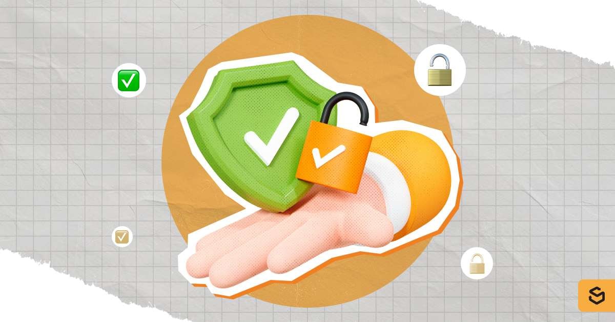 Hand holding a lock to provide privacy and security.