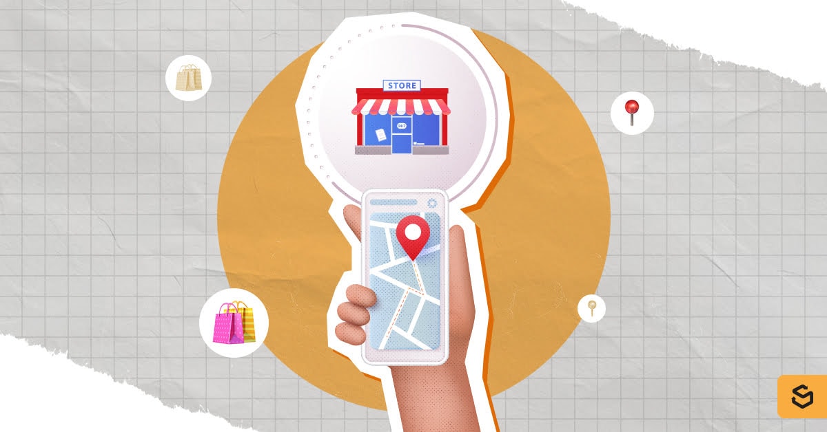 Hand holding a phone with a map pointing to JCPenney store.