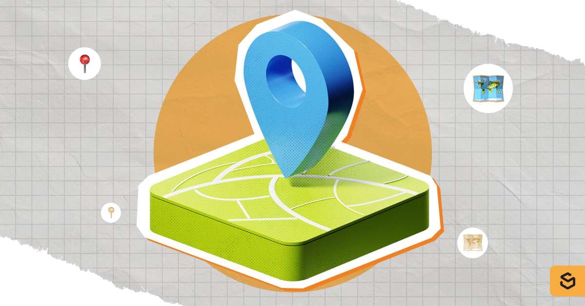 Map with a pin locator to symbolize shipping address.