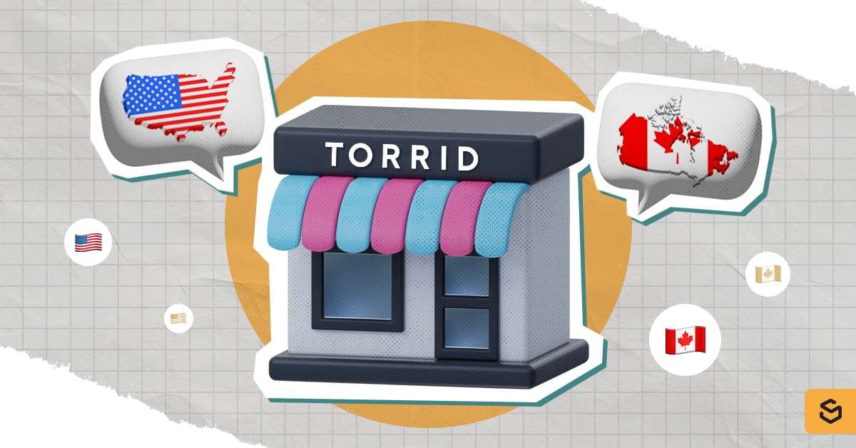 Torrid store with the USA and Canada map.