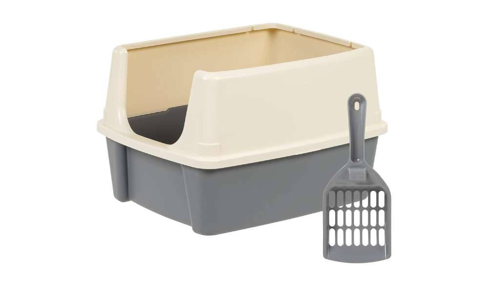 Covered litter box.