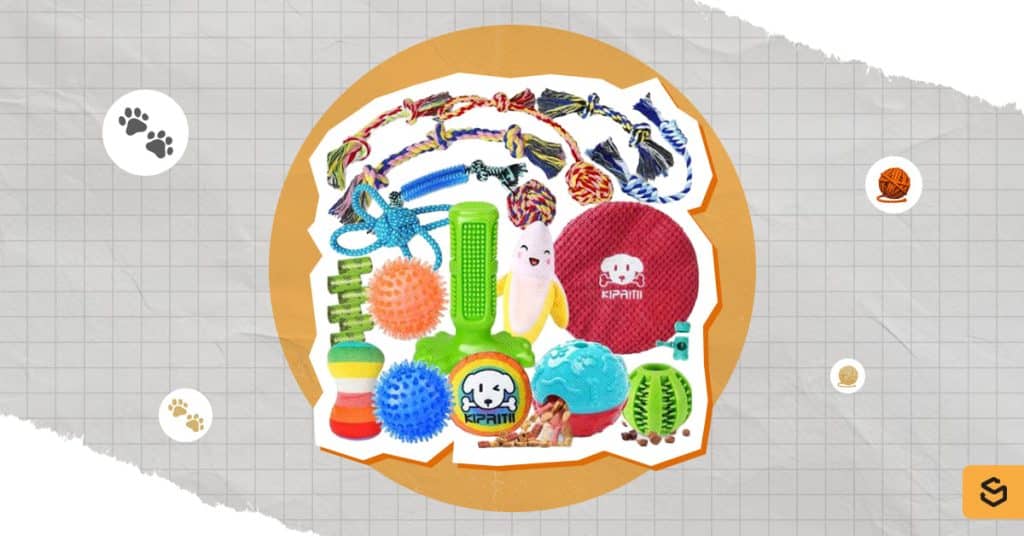 An image of various pet toys
