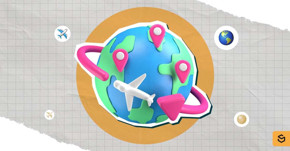 A plane around the globe as shipping method worldwide.