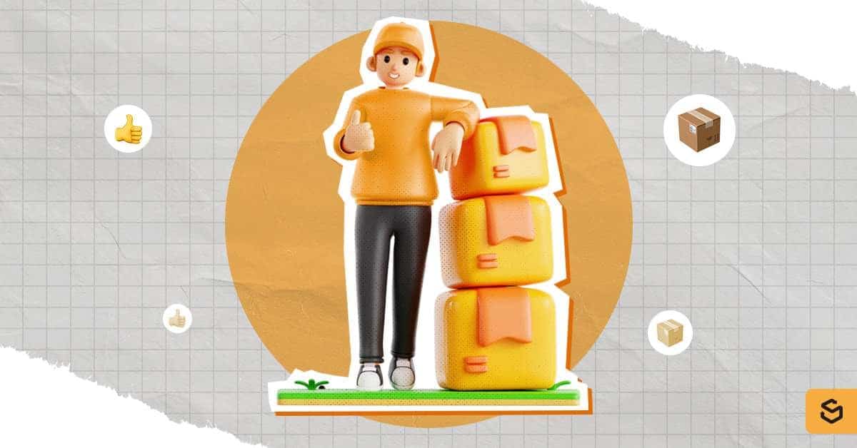 Person beside packages.