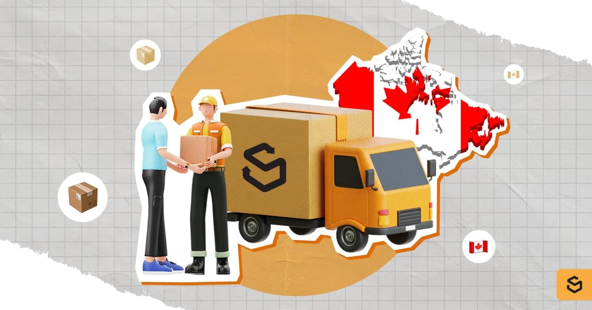 A delivery man is handing a package to another person with the Shippsy delivery truck at the back.