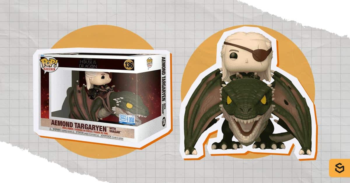 An image of an Aemond Targaryen with Vhagar Funko Pop! figure