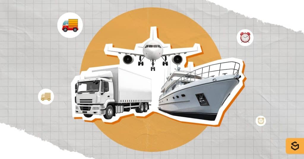 An aeroplane, a white delivery truck, and white ship