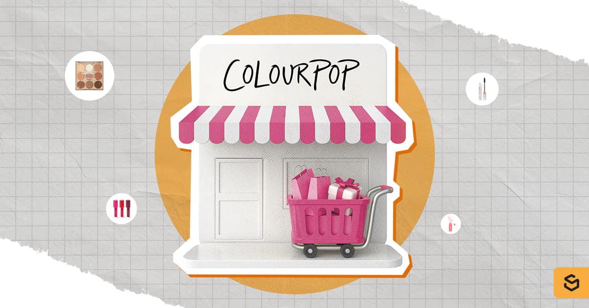 A ColourPop store graphic with makeup products
