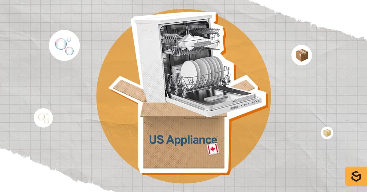 A dishwasher in a US Appliance box