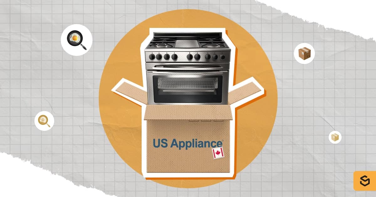 A gas range in the US Appliance box