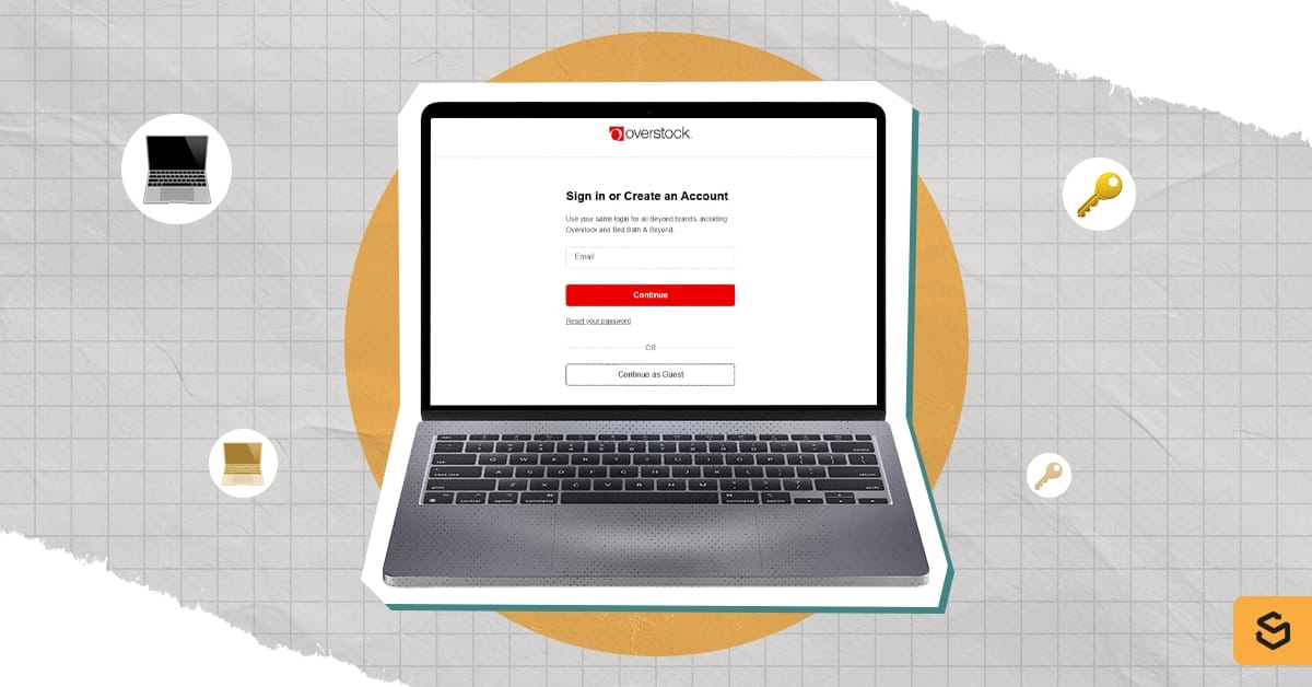 A laptop with Overstock's registration page
