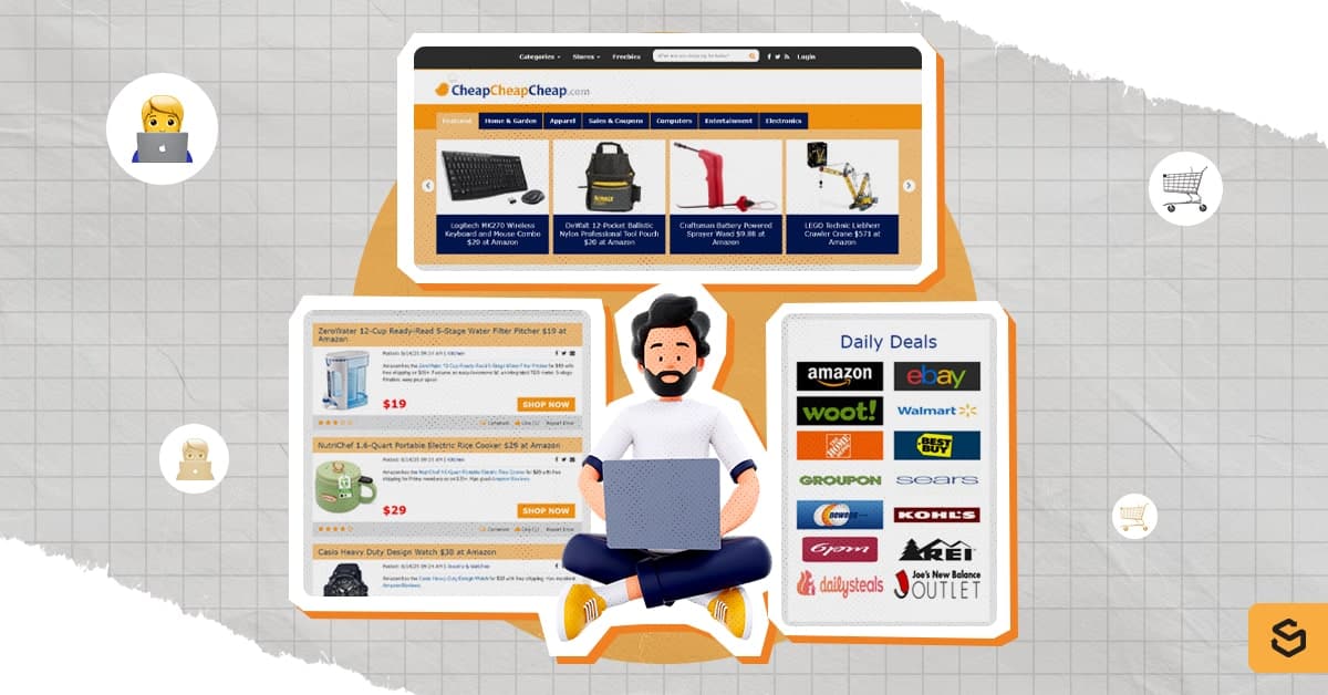 A man browsing various deals on Cheapcheapcheap website
