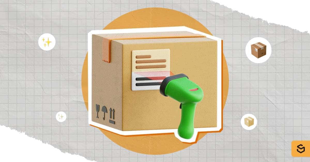 A package being scanned.