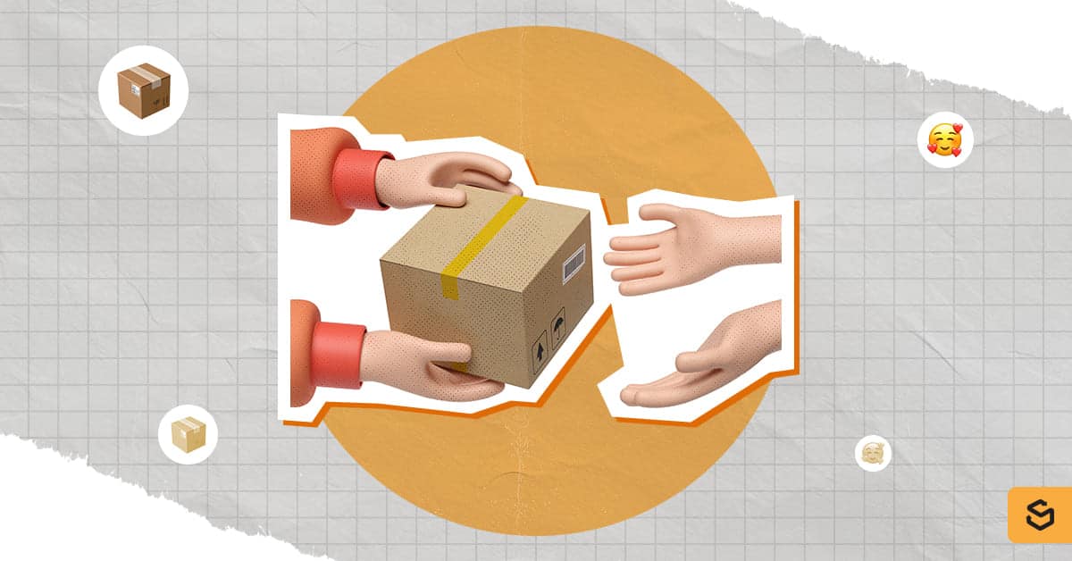 An image of hands giving and receiving a package