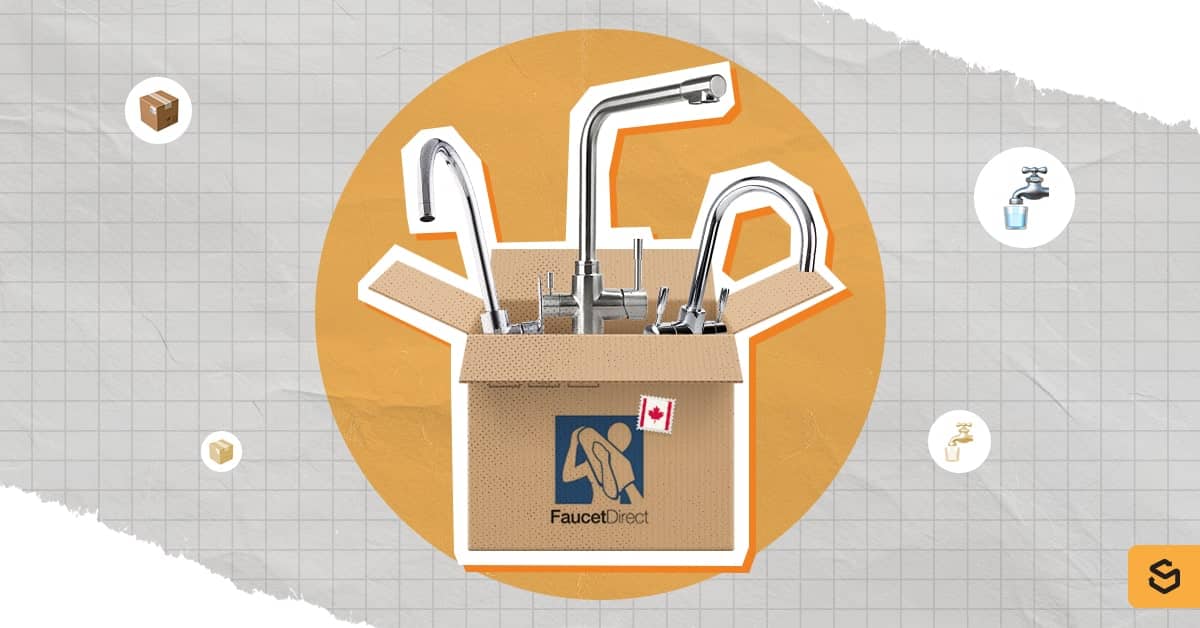 Kitchen faucets inside the box with Faucet Direct US's logo