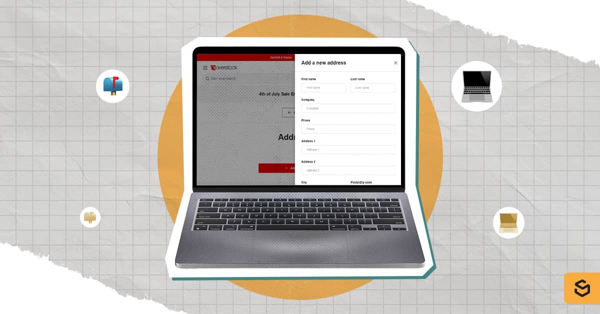 Overstock's delivery address page