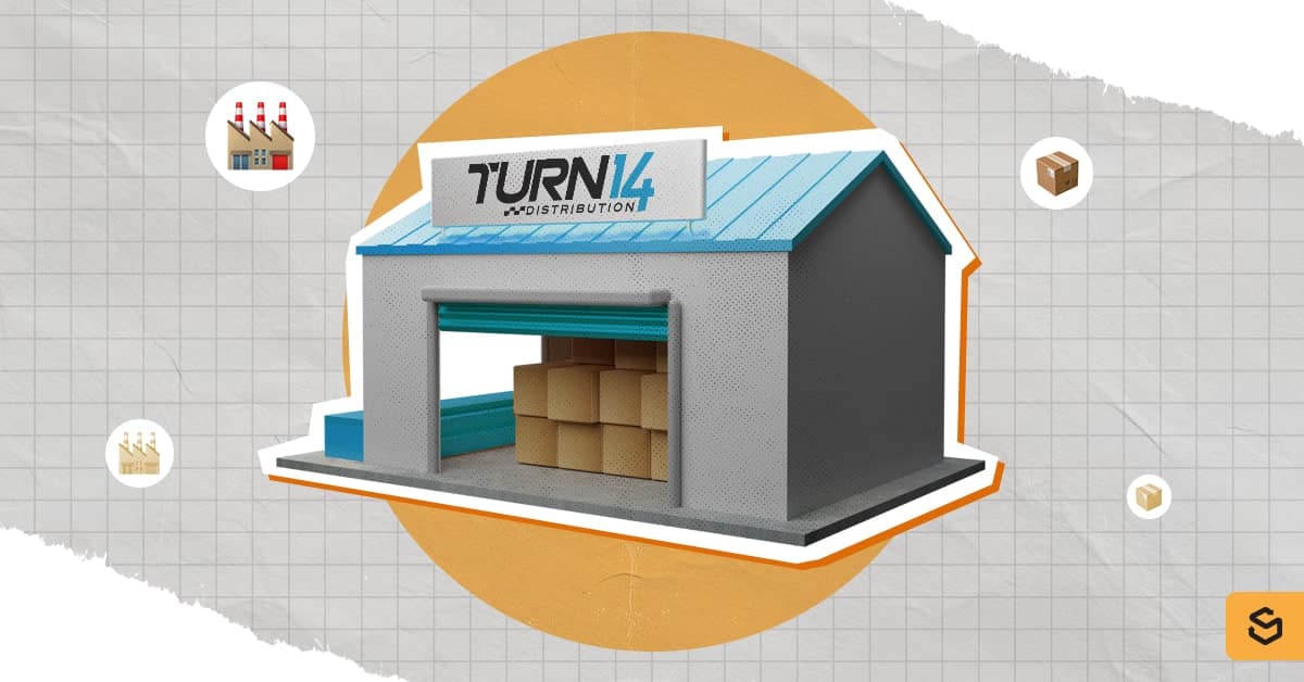 Turn 14 Distribution warehouse rendered in 3D-image