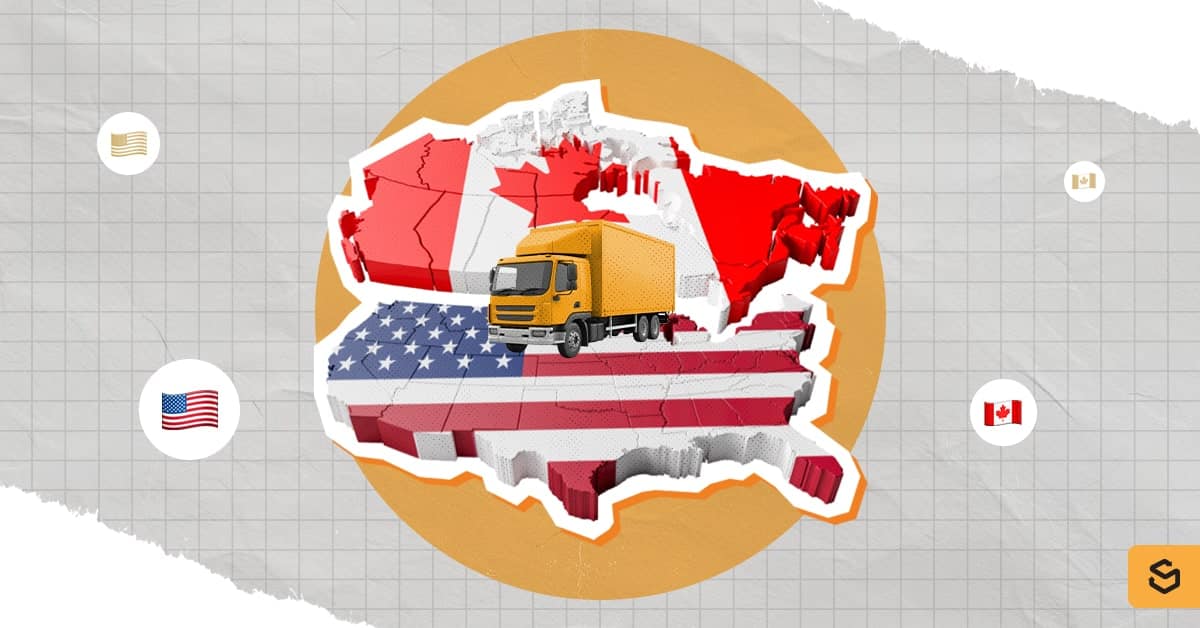 Two North American islands placed on top of each other with a truck in the middle