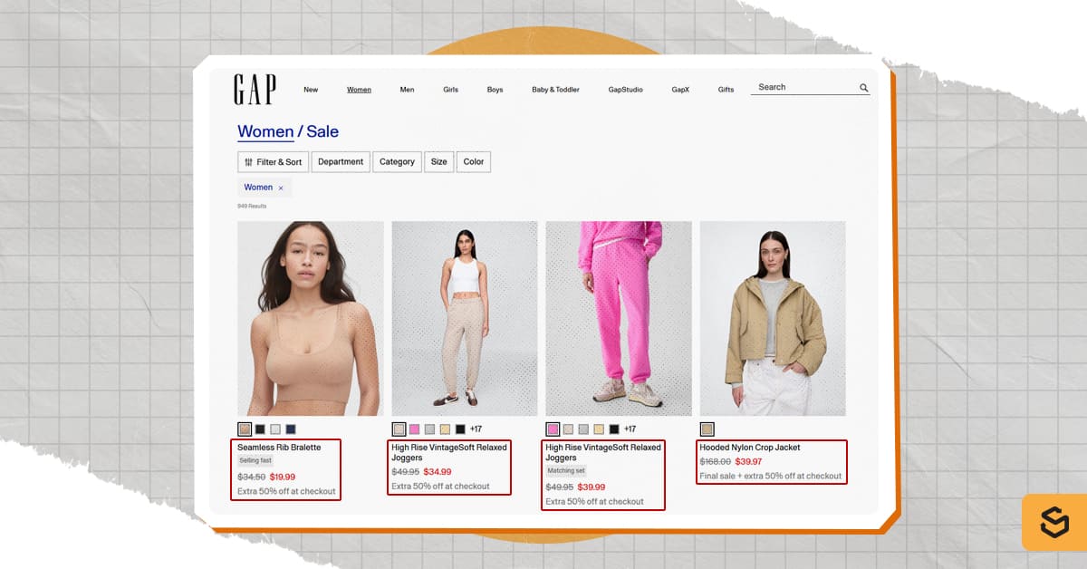 Rubrique « Soldes » de Gap