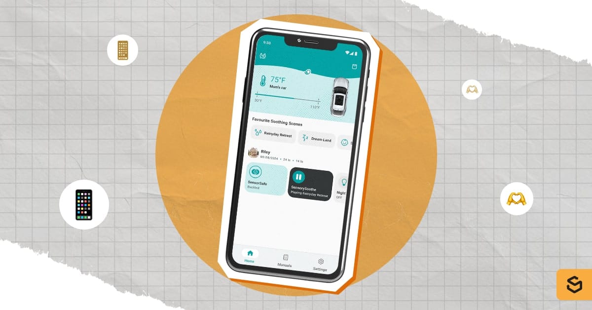 A screenshot of the Evenflo Mobile App on the phonescreen