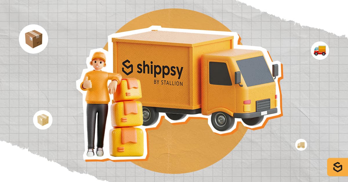 A Shippsy truck and a delivery man with packages