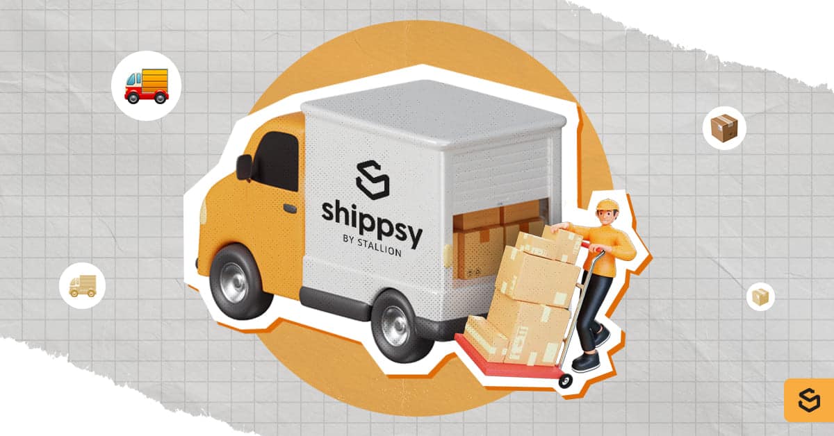 A Shippsy truck and a delivery man with packages
