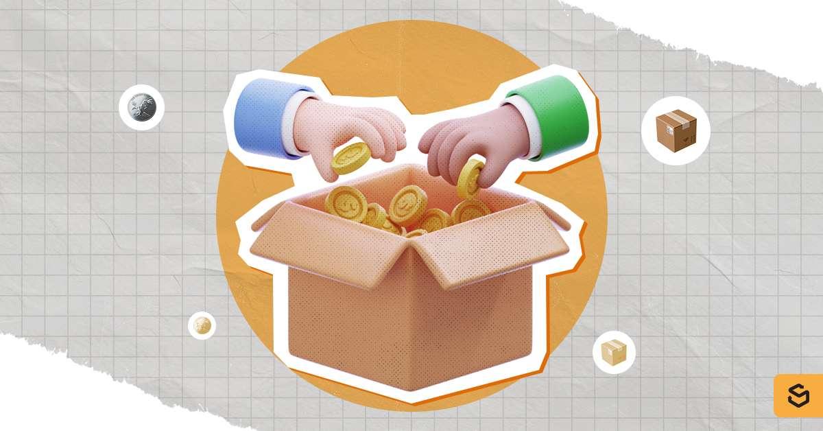 Open box with dollar coins