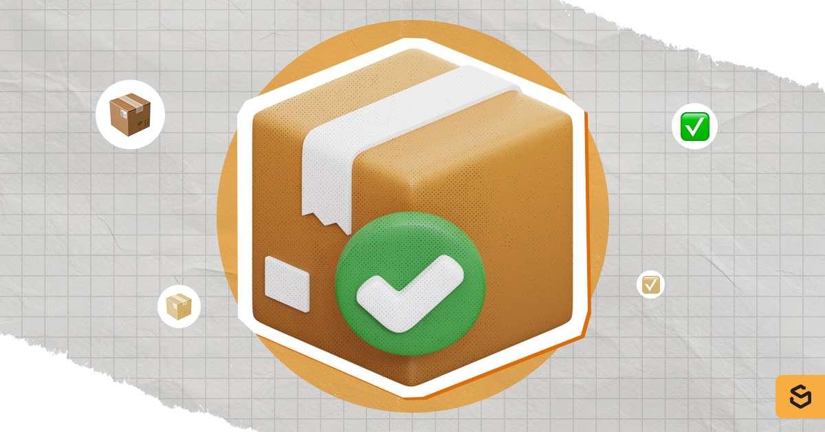 Package with a check symbol