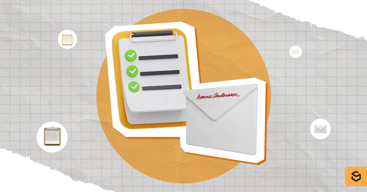 A checklist and an envelope with the Hanna Andersson logo