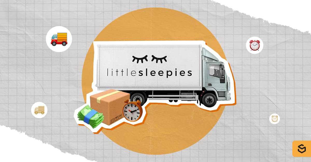 A Little Sleepies truck, package, clock, and cash