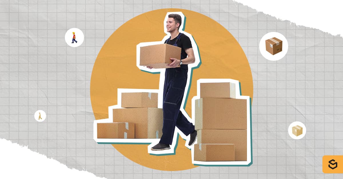 A man carrying a box.