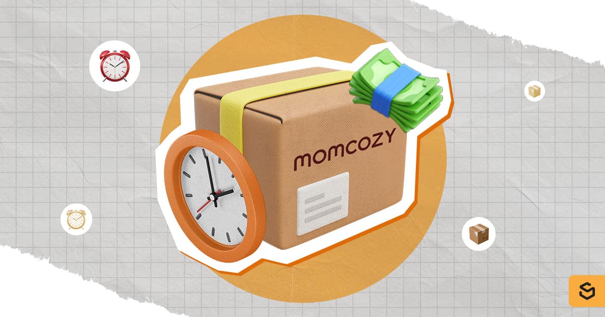 Un colis Momcozy, une horloge et de l'argent