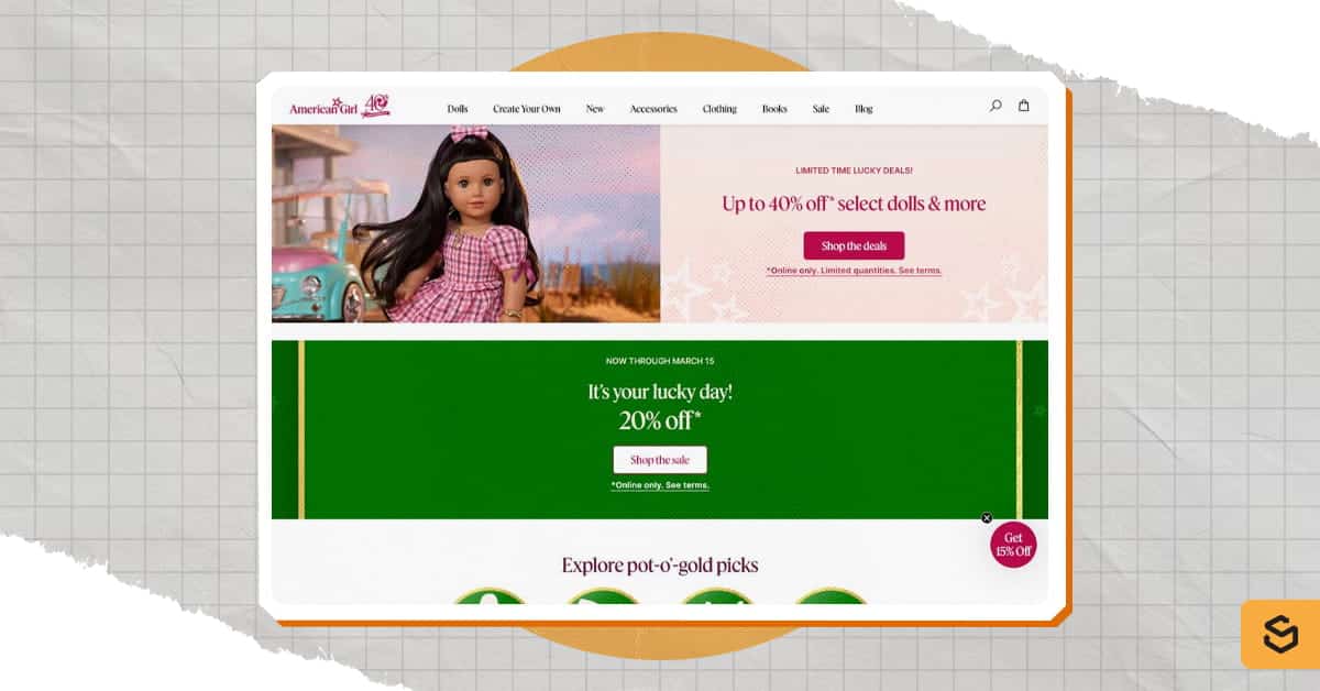 A screenshot of Mattel's American Girl service page