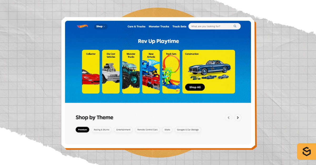 A screenshot of Mattel's Hot Wheels service page