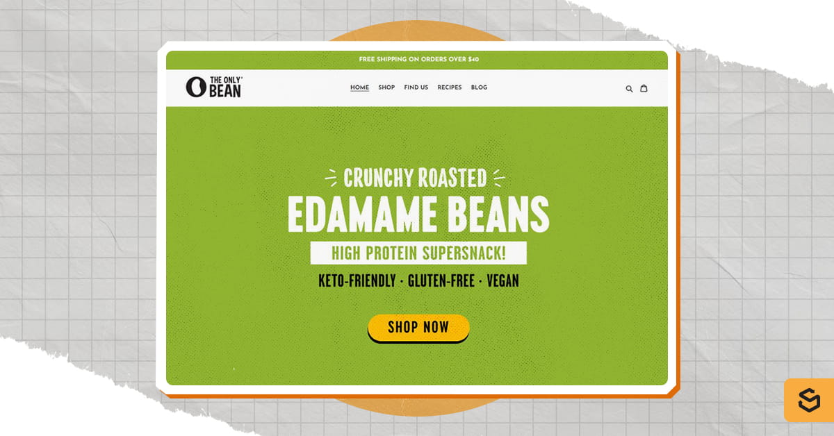 A screenshot of The Only Bean's homepage