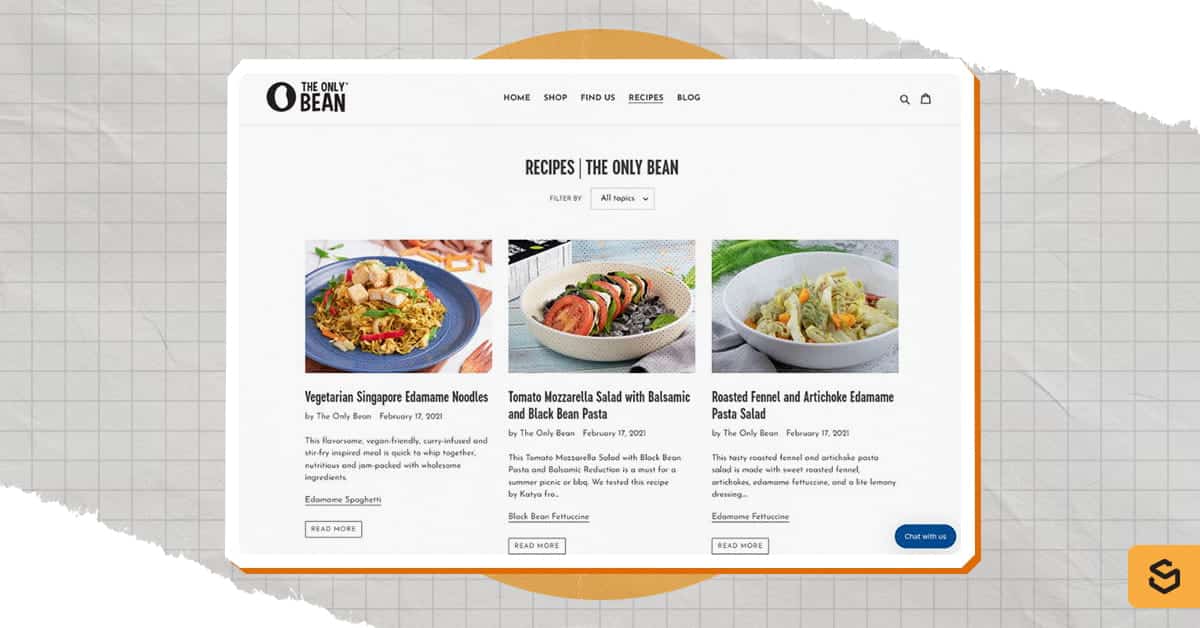 A screenshot of The Only Bean's recipe page