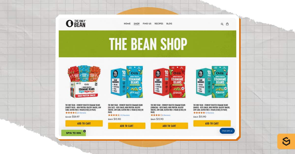 A screenshot of The Only Bean's The Bean Shop service page