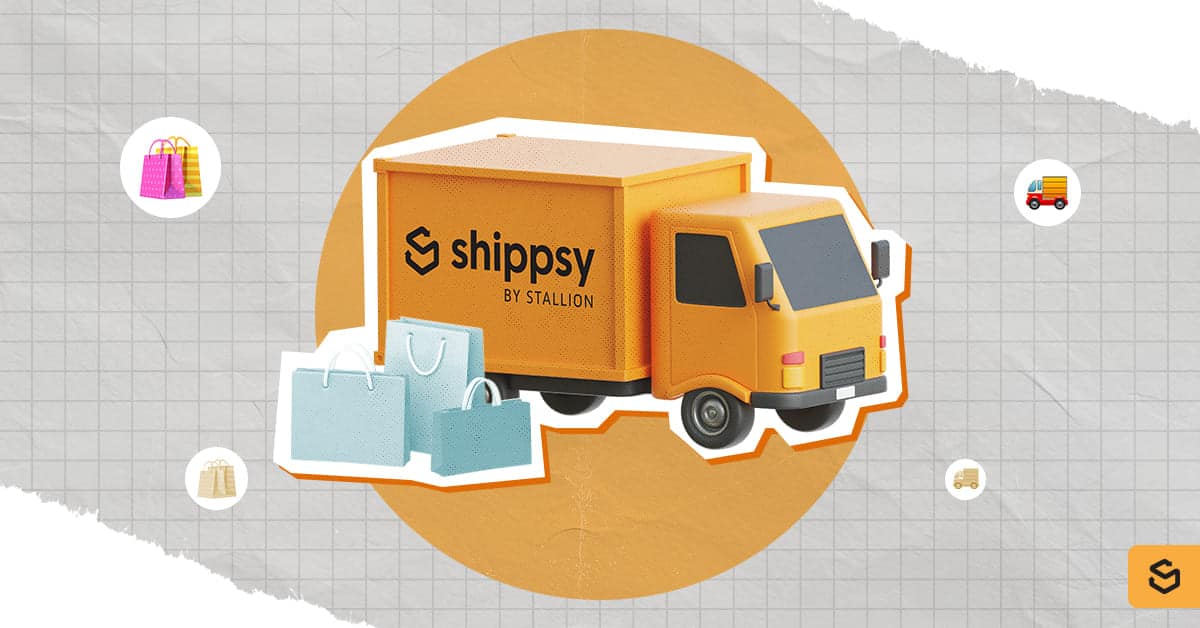 A Shippsy truck and blue shopping bags