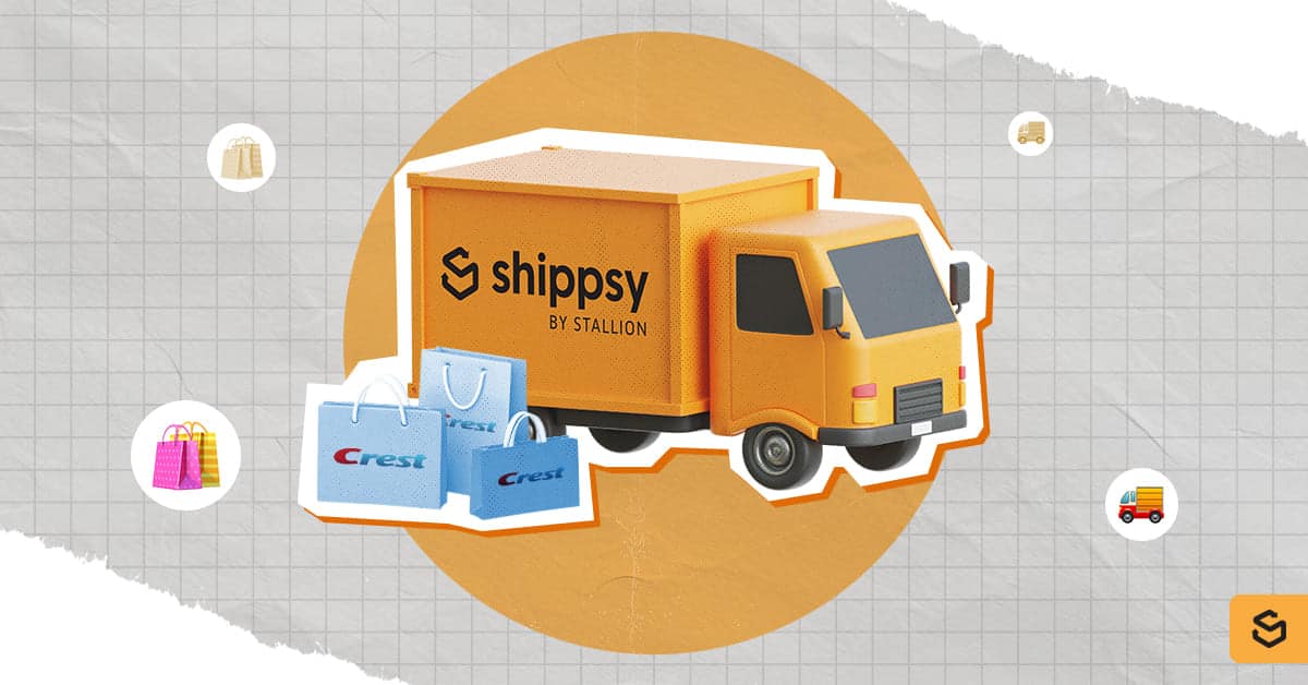 A Shippsy truck and Crest shopping bags