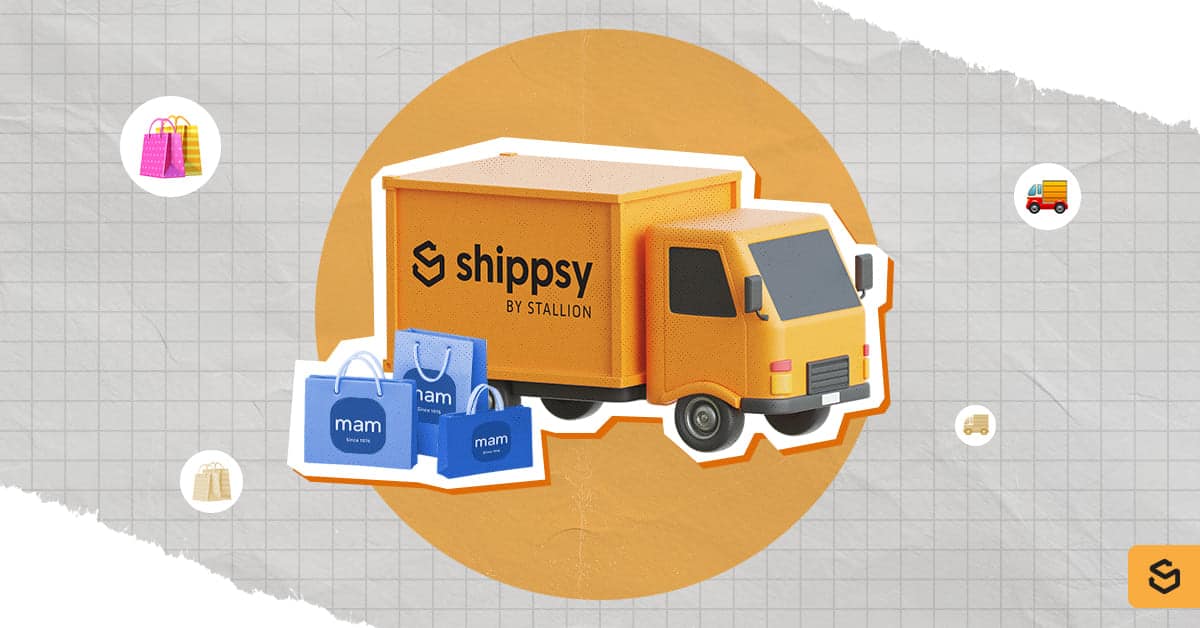 A Shippsy truck and MAM Baby shopping bags
