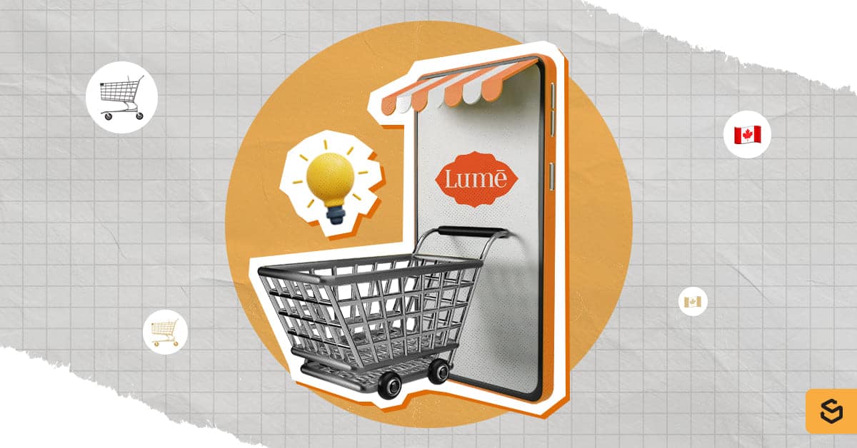 A shopping cart and Lume logo on a phone screen