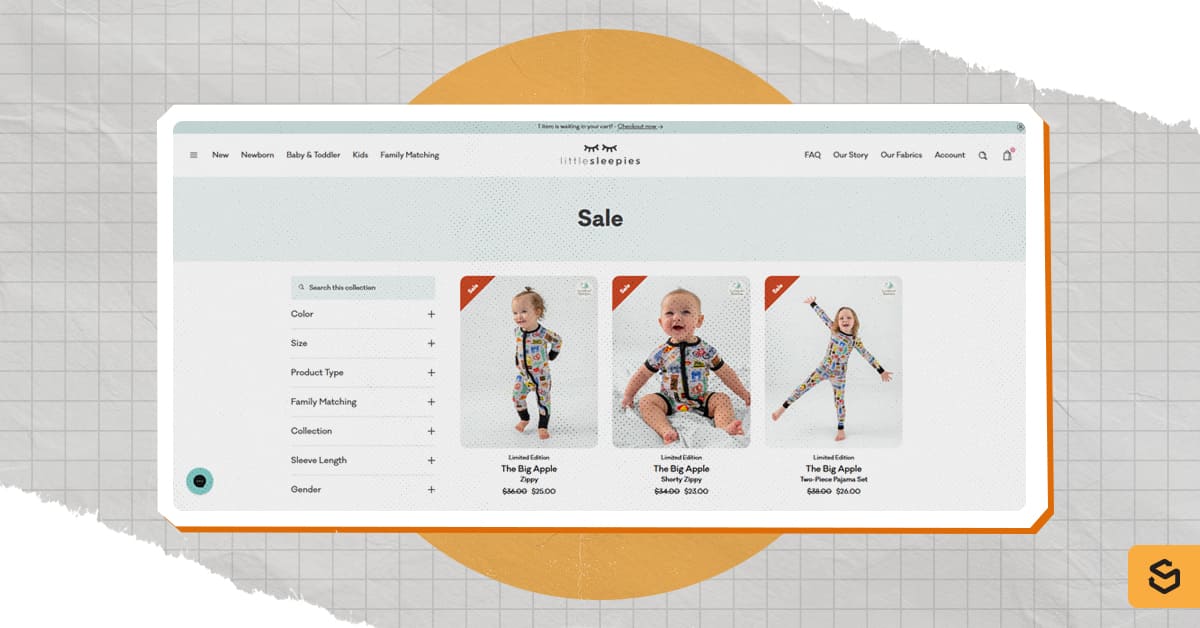 An image of Little Sleepies sale section