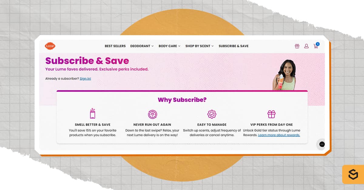 An image of Lume's subscription page