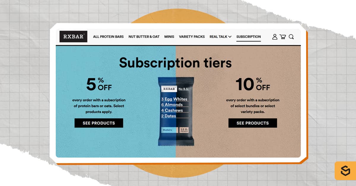 An image of RXBAR subscription tiers