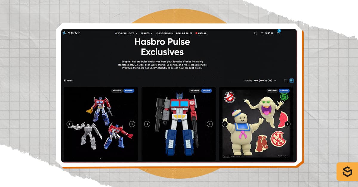 An image of the Hasbro Pulse Exclusives page