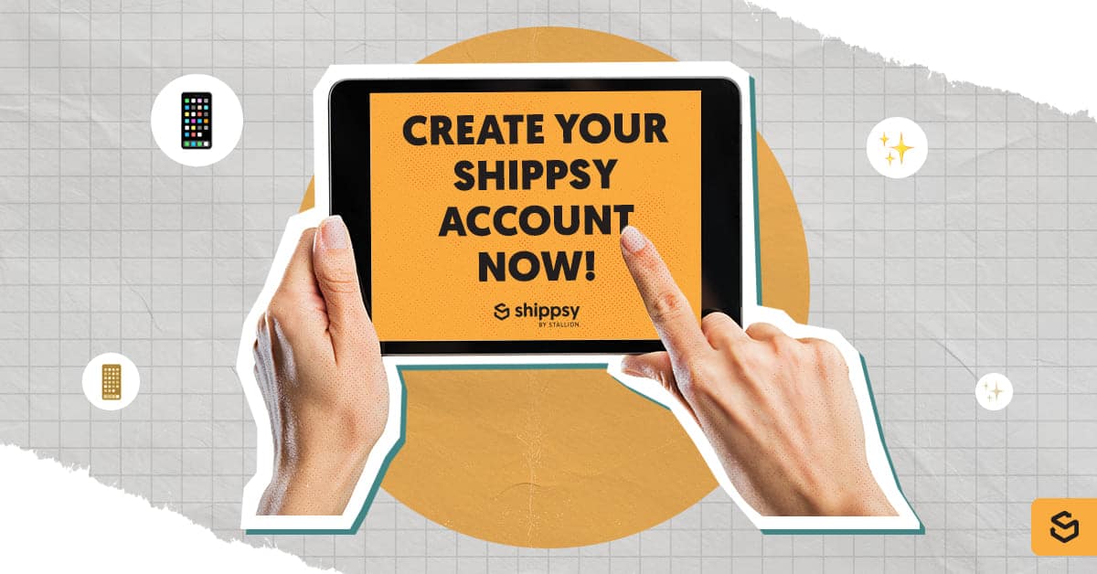 Create your Shippsy account now text on a mobile device