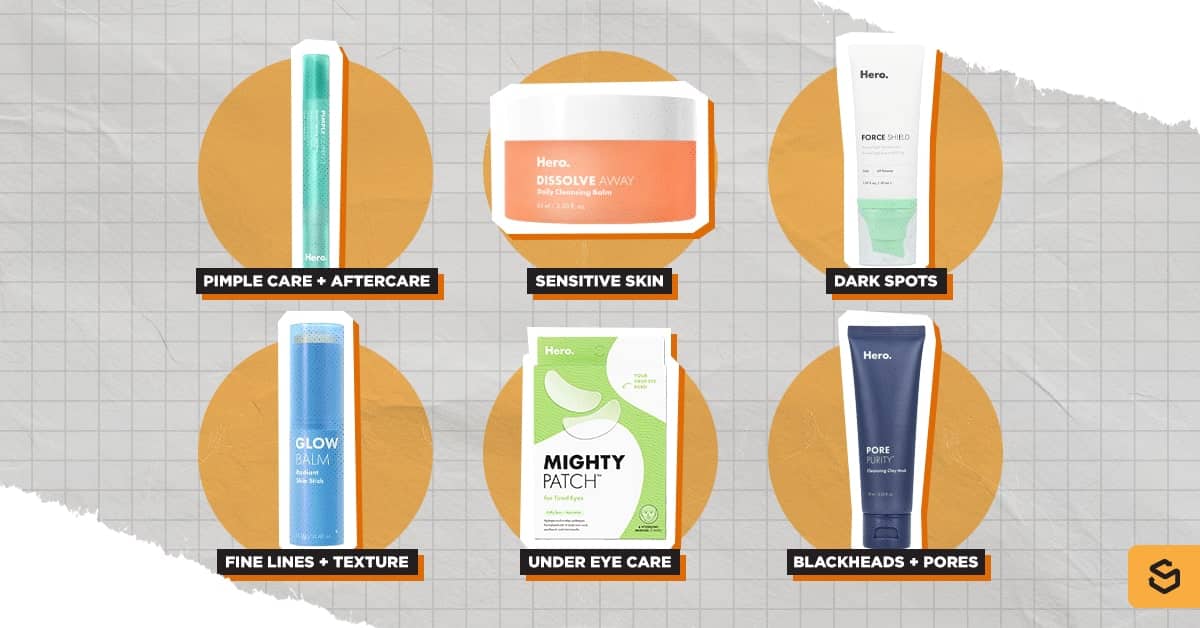 Different Hero Cosmetics products by concern